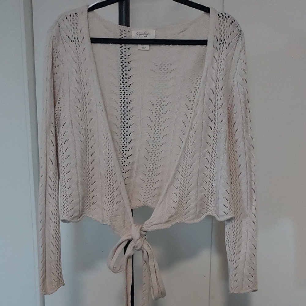 Jessica Simpson Cream Tie-Front Cardigan